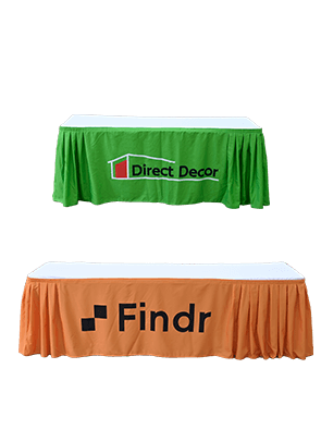 table skirts with company logo